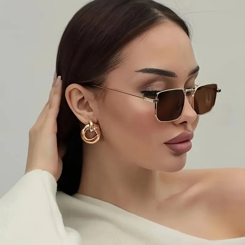 Lunettes Femme Carrées Chic - Monture Alliage Dorée