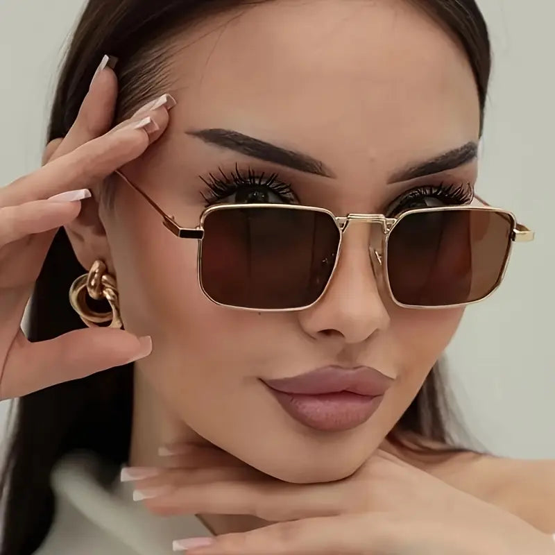 Lunettes Femme Carrées Chic - Monture Alliage Dorée