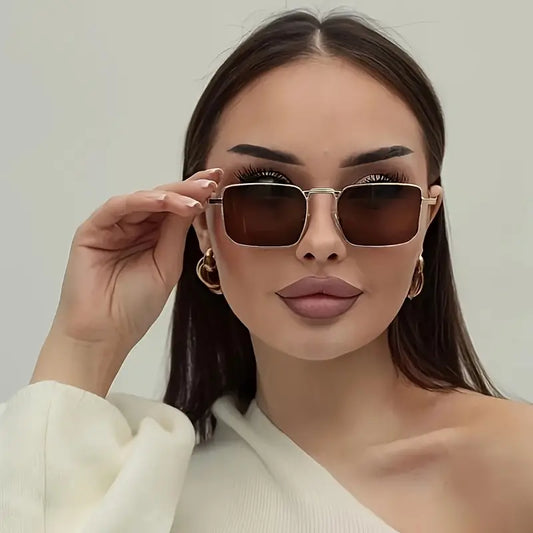 Lunettes Femme Carrées Chic - Monture Alliage Dorée